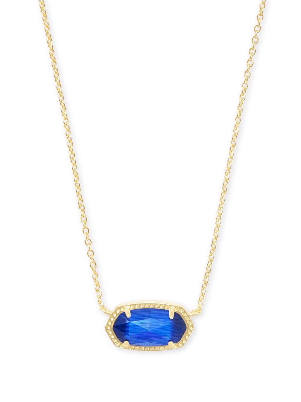 Elisa Gold Pendant Necklace in Cobalt Cat's Eye September